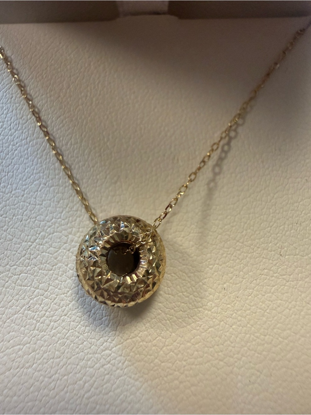 Macy's Gold-Tone Necklace with Black Center Stone and Sparkling Halo - Picture 4 of 4